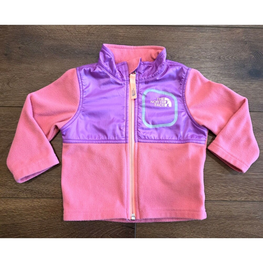 The North Face Fleece Jacket Pink Infant 6-12M Zip Logo Baby Girl Purple